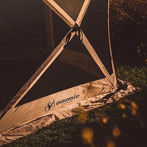 Gazelle Tents G6 8 Person 12 by 12 Pop Up 6 Sided Portable Hub Outdoor Gazebo Screen Canopy Tent with Large Main Door and Screens, Desert Sand Gazelle
