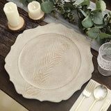 Efavormart 6 Pack | 13" Rustic White Wooden Textured Acrylic Charger Plates With Scalloped Rim Efavormart.com