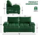 Yaheetech 79" Velvet Couch, Comfy Sofa with Pocket Coils, Deep Seat, Storage Pockets and USB Ports, 2 Seater Modern Loveseat Sofas with Removable Cover, Pillow Top Arms for Living Room Apartment Green Yaheetech