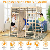 Indoor Jungle Gym, Toddler Climbing Toys Indoor, Indoor Playground Climbing Toys for Toddlers, Climber Playset with Slide, Climbing Rock/Net, Monkey Bars, Drawing Board, Abacus Game and Swing PROY