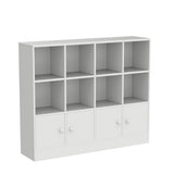 Cozy Castle White Wood Bookcase,12 Cube Storage Organizer Bookshelf with 4 Doors,3 Tier Storage Cabinet with Adjustable Shelves for Bedroom, Living Room, Office Cozy Castle