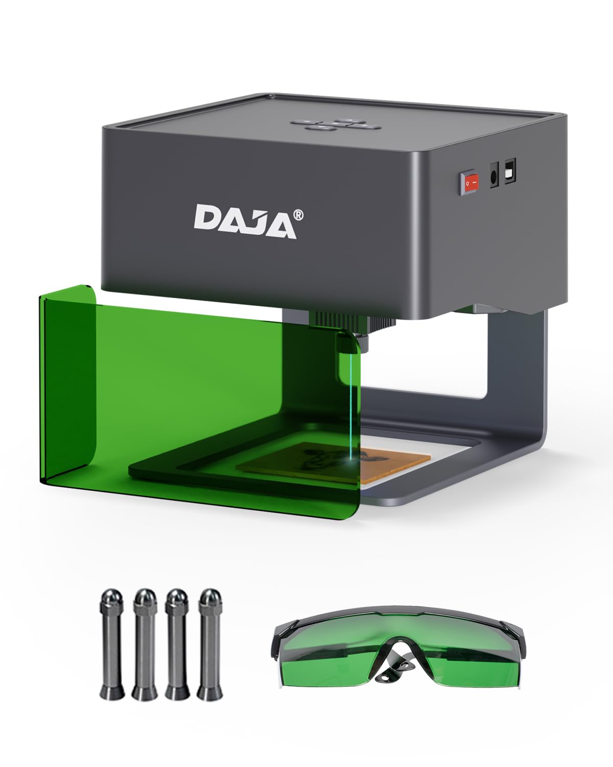 DAJA DJ6 Laser Engraver with Higher Columns Portable Laser Engraving Machine Kits for DIY Supports Win/Mobile System/Offline Laser Cutter (Working Area 3.15 * 3.15 inches) DAJA