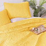 Whale Flotilla Soft King Size Quilt Set for All Seasons, 3-Piece Ultrasonic Geometric Quilts Bedding Set, Lightweight Reversible Bedspread, Coverlet, Bed Cover with 2 Pillow Shams, Yellow Whale Flotilla