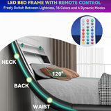 YITAHOME King Size LED Platform Bed Frame with Adjustable Headboard/No Box Spring Need/Easy Assembly/Faux Leather in Black YITAHOME