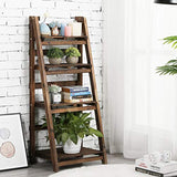 Yaheetech Foldable Ladder Shelf Wooden Plant Stand Indoor Outdoor Shelves No Assembly Flower Display Multi-Functional Shelves Outdoor Storage Shelf for Living Room/Garden/Office/Kitchen Brown Yaheetech