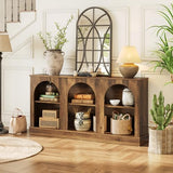 LITTLE TREE 63" Modern Console Sofa Table with 3-Tier Storage, Wooden Rectangular Foyer Table, for Entrance, Hallway, Living Room, Rustic Brown LITTLE TREE