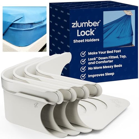 The Original USA Patented ZlumberLock – Secure Sheet Holder with Heavy-Duty Mattress Straps – No More Loose Bedding, Universal Fit, Easy One-Time Installation Zlumber