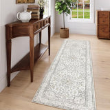 Lahome Oriental Washable Hallway Runner Rug,2.5x8 Boho Rug Runners for Hallways Non Slip,Runner Rug for Entryway Indoor,Traditional Thin Carpet Runner for Kitchen Laundry Bathroom,(8ft,Beige) Lahome