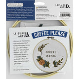 Leisure Arts Embroidery Kit 6" Coffee Please - cross stitch kits for beginners - embroidery kit for beginners - embroidery kits for adults - embroidery kits for adults