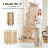 Privacy Screen Room Divider Panel - 67 Inch Tall Natural Wood Folding Partition Room Dividers, No-Assembly Required, Enhance Privacy and Aesthetic Appeal, Ideal for Home or Office Natural 4 Paned Svimi