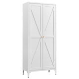 GREATMEET 65" Food Pantry Cabinet, Tall Kitchen Pantry Cabinet, White Metal Farmhouse Kitchen Cupboard with Doors and Adjustable Shelves for Dining Room, Living Room and Laundry GREATMEET