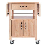 Pemberly Row Transitional Wood Drop Leaf Butcher Block Kitchen Cart in Natural Pemberly Row