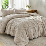 Andency Comforter King Size Set Khaki, 3 Pieces Boho Tufted Fall Bedding Comforters & Sets for King Bed, Soft Fluffy Tan Bed Set (104x90In Comforter & 2 Pillowcases) Andency