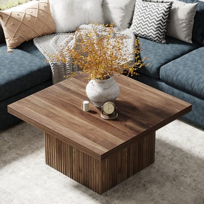 Tribesigns Square Coffee Table, 31.5-Inch Engineered Wood Coffee Table for Living Room, Vintage Brown Center Table, Large Mid-Century Modern Cocktail Table - WoodArtSupply