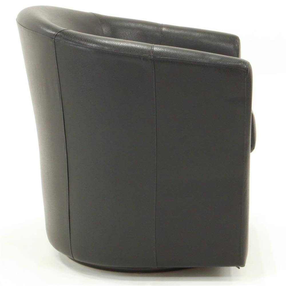 Pemberly Row Traditional 19" H Faux Leather Swivel Club Chair in Black Pemberly Row