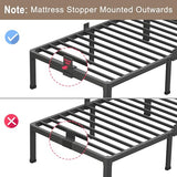 ROIL 14 inch Twin Bed Frames with Headboard Hole and Round Corner Legs Mattress Retainers 3500LBS Heavy Duty Steel Slats No Box Spring Needed Platform Noise-Free Easy Assembly ROIL