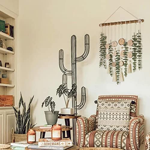 Artificial Eucalyptus Wall Decor Fake Greenery Leaves Stems Wall Hanging Plants on 16.5 inch Wooden Stick Boho Rustic Farmhouse Decor for Bedroom Kitchen Dining Room Bathroom GIAUMA