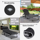 ABORON Heavy Duty Tanning Chair,Outdoor 5-Position Folding Chaise Lounge Chair with Pad,Portable Beach Lounge Chair for Outdoor Sunbathing Patio Pool Lawn Deck Poolside ABORON