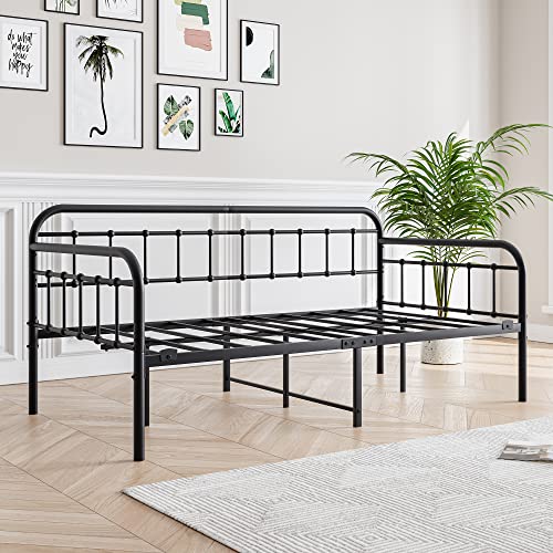 JURMERRY Metal Daybed Frame Twin Size with Steel Slats Platform Furniture,Black… JURMERRY