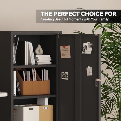 Steehoom Metal Locker Cabinet Lockable Bathroom Storage Cabinet Black 4 Tier Employee Lockers for Home, School, Office, Garage H49.21'' (Black) Steehoom