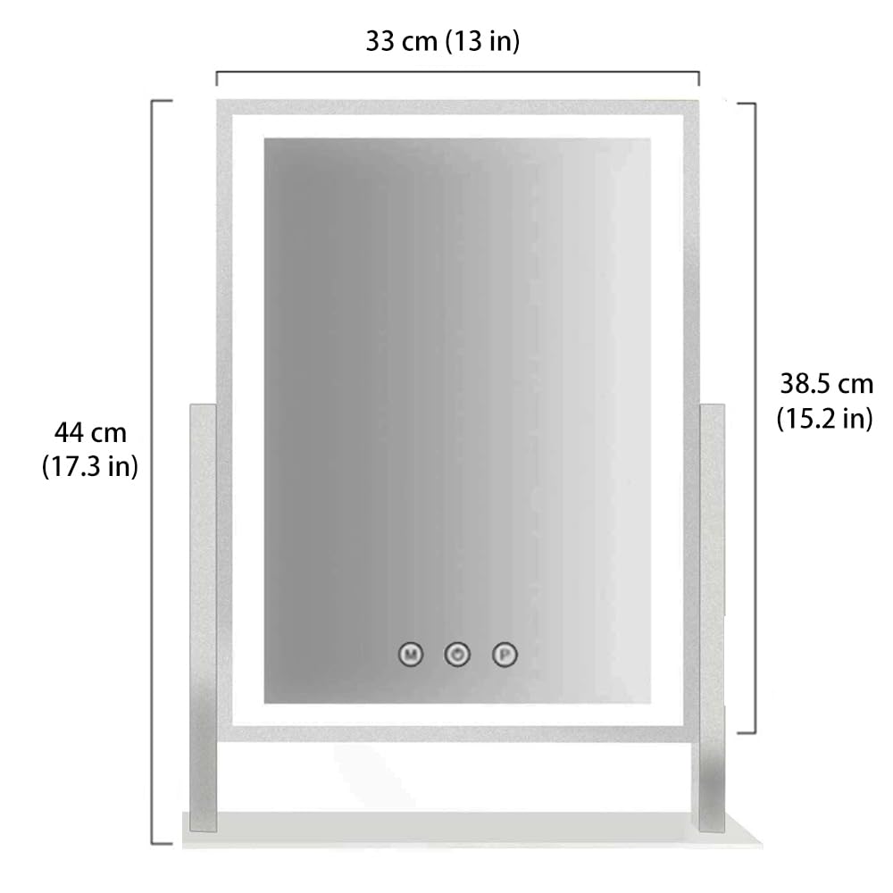 HIEEY Lighted Makeup Mirror, Hollywood Vanity Mirror with Lights, Three Color Lighting Modes, and 5X Magnification Mirror, Smart Touch Control, 360°Rotation (17.3in,White,Gift Box) HIEEY