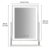 HIEEY Lighted Makeup Mirror, Hollywood Vanity Mirror with Lights, Three Color Lighting Modes, and 5X Magnification Mirror, Smart Touch Control, 360°Rotation (17.3in,White,Gift Box) HIEEY