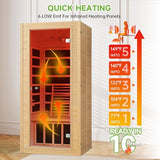 Real Relax Far Infrared Sauna for Home, 1 Person Indoor Home Sauna Low Emf, Canadian Hemlock Wooden Dry Saunas Room with Bluetooth Speakers, 9-Color Light Therapy, 1574w/110v for Personal Spa Real Relax