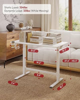 SANODESK Mobile Workstation Standing Desk with Gas-Spring Lift, Rolling Desk Adjustable Height, One-Piece Desktop Workstation with Wheels，Walking Pad & Treadmill Compatible, Portable Home Office Desk SANODESK