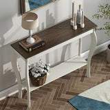 ChooChoo Narrow Farmhouse Console Table, Chic Accent Sofa Table, Entryway Table, Antique White & Brown ChooChoo