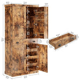 IRONCK Kitchen Pantry Cabinet with Sliding Storage Rack and 6 Hanging Shelves, 72" Height Tall Freestanding Cupboard for Living Room, Dining Room, Laundry, Vintage Brown IRONCK