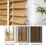 2" Slats Bamboo Blinds for Windows Blackout Shades Horizontal Window Blinds W20-72" H48 60" 64" 72" Blinds for Light ControlInside/Outside Mount Shades, Cordless(72" W x48 H) WoodArtSupply