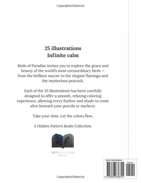 COLORING BOOK — Birds of Paradise: 25 Beautiful Bird Designs for Relaxation and Mindful Coloring Majosta