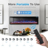 GREEN PARTY 72" Electric Fireplace Recessed/Wall Mounted Ultra-Narrow Bezel Fireplace Heater with Log & Crystal Options, 750W/1500W, Adjustable Flame Bed Colors, Speed, Timer, Temperature (60.8℉-86℉) GREEN PARTY