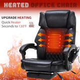 Massage Office Chair with Foot Rest 6 Points Vibration and Heat Home Office Desk Chairs for Heavy People 400lbs Reclining Managerial Chairs Ergonomic Executive Chair (Black) HESL
