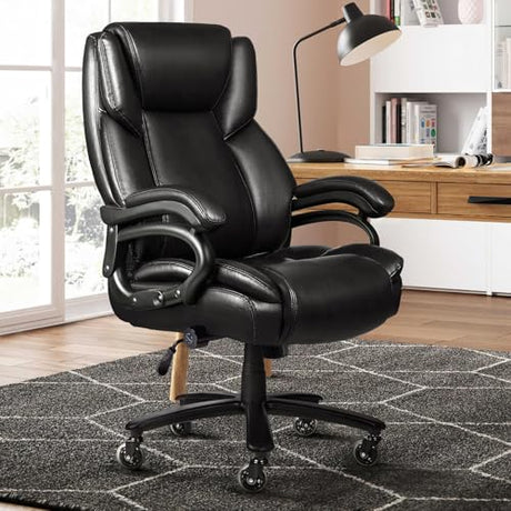VITESSE 500lbs Heavy Duty Office Chair for Low Back Pain Relief, Big and Tall Office Chair with Ergonomic Lumbar Support, High Back Executive Chair with Quiet Rubber Wheel VITESSE
