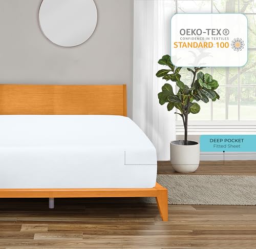 Royale Linens 6 Pack Twin Fitted Sheet Set - Bottom Sheet - Ultra Soft & Breathable - Brushed 1800 Microfiber - Wrinkle & Stain Resistant - Hotel Quality Deep Pocket Stretches Up to 16" (Twin, White) ROYALE LINENS