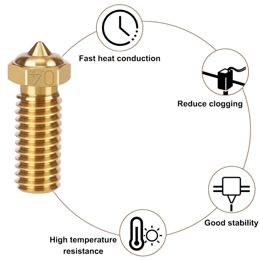 HzdaDeve Volcano Brass Nozzles Kit Multi Size Extruder Thread Nozzle 0.4MM 0.2MM 0.6MM 0.8MM Print Head Nozzles Hotend Extruder for R QIDI Q1 Pro/X-SMART3/X-PLUS3/X-MAX3 3D Printer (10 Pack) - WoodArtSupply