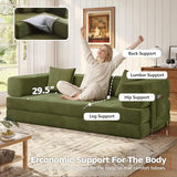 MoonSpeak 78.8''Sleeper Couch Bed for Livingroom,Convertible Modular Sofa with Armrest Pillow,Modular Foldable Corduroy Couches in a Box,No Assembly (Green) MoonSpeak