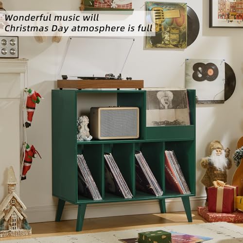 LELELINKY Large Record Player Stand, Turntable Stand with Storage, Vinyl Record Holder with Display Area, Record Player Table Holds Up to 300 Albums, Record Stand for Music Room Living Room LELELINKY