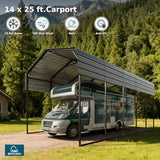 MFSTUDIO RV Carport 14x25 ft, Outdoor Heavy Duty Carports, Height 13 ft for Large RVs Metal Shed Canopy Shelters Garage Shelter Shade Car Ports with Galvanized Roof for Cars, Truck and Boats ﻿ MFSTUDIO
