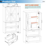 2 Door Tall Kitchen Pantry Storage, Collection Food Free Standing Wooden Storage Cabinet with 2 Drawers and Adjustable Shelves, Modern Farmhouse Versatile Storage for Kitchen, Dining Room (White) Panana