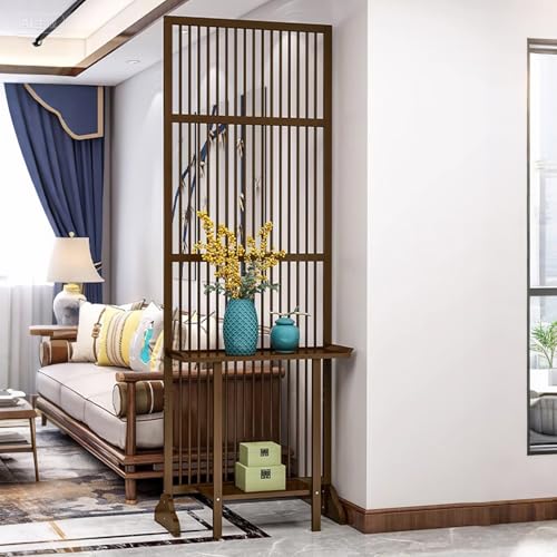Entrance Hall Room Divider, Wood Privacy Screens with Shelves, Freestanding Room Partition Post Decorative Separation Decor for Teahouse Coffee Shop (Brown, 28in/71cm) ZGZCQDSL