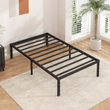 HLIPHA Metal Platform Bed Frame 18 Inch Tall,No Box Spring Needed,Twin Size Bed with Heavy Duty Strong Support Slats,Easy to Assemble,Black HLIPHA