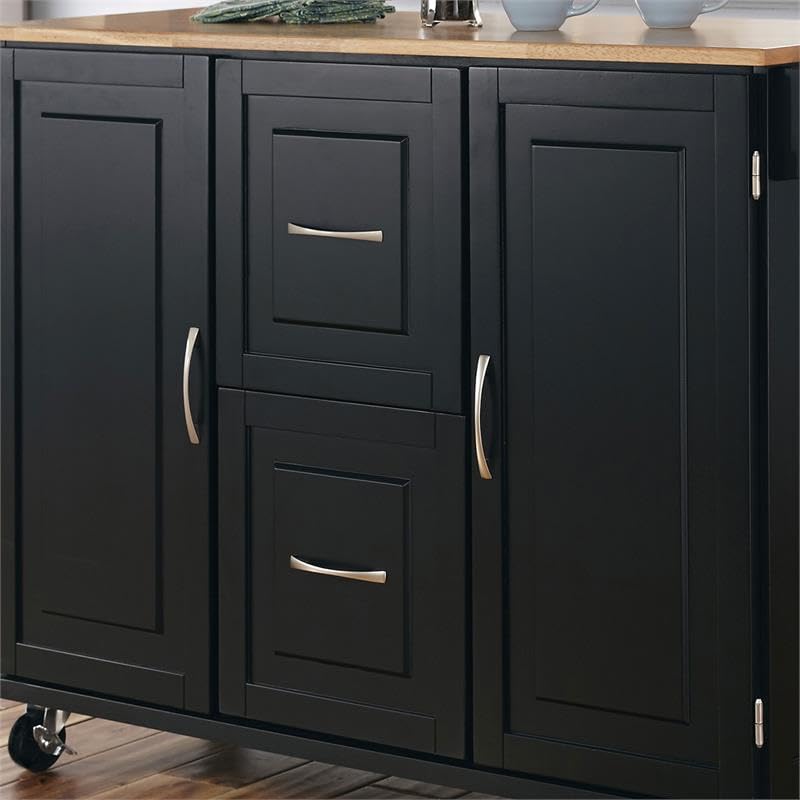 Pemberly Row Modern/Contemporary Wood Kitchen Cart in Black Pemberly Row