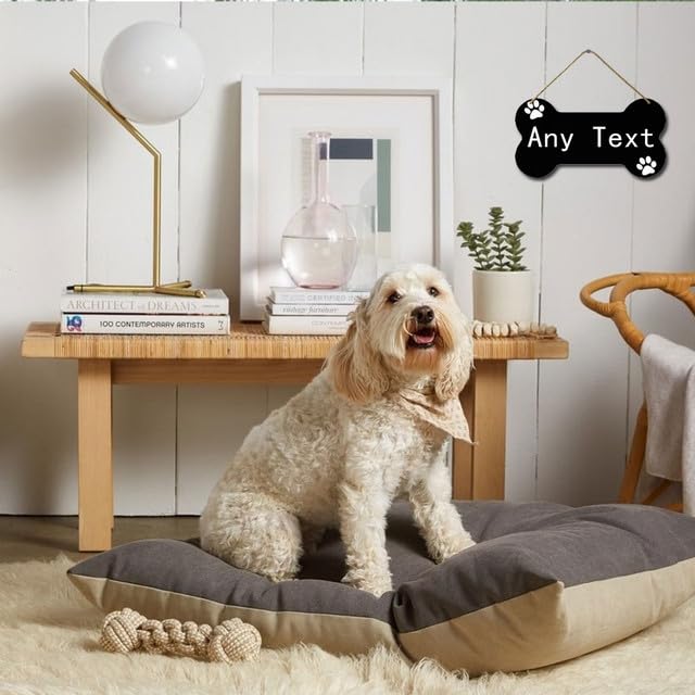 Personalized Dog Bone Sign Custom Dog House Wood Sign Decor Custom Name Pet Sign for Home Farmhouse Decor 4.8"x8.4" Welcome Dog Sign Dog Lover Gifts Sokomurg