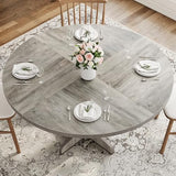 IDEALHOUSE Round Dining Table for 4, 47 Inches Dining Room Table with Wooden Base, Circle Kitchen Dinner Table for Dining Room, Kitchen, Living Room (Table Only), Grey IDEALHOUSE
