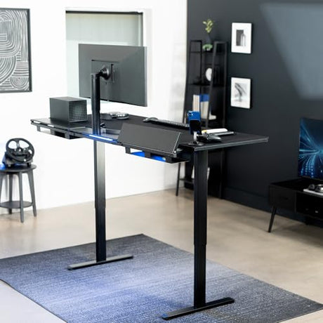 VIVO Electric 71 x 30 in Standing Adjustable Gaming Desk with Hidden Cable Trays, Full-Size Mouse Pad, Holds 220 lbs, Black Top Black Frame, DESK-KIT-1B6-P3B-71 VIVO