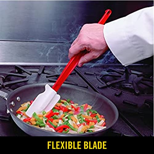 Rubbermaid Commercial Products High Heat Resistant Silicone Heavy Duty Spatula/Food Scraper, 9.5-Inch, 500 Degrees F, Red Handle, for Baking/Cooking/Mixing, Commercial Dishwasher Safe Rubbermaid Commercial Products