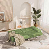 YESHOMY Futon Sofa Bed, Futon Couch with Adjustable Backrest, Convertible Sleeper Sofa with Removable Armrests, Loveseat in Corduroy with 2 Cup Holders for Living Room, Apartment (Green) YESHOMY