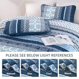 WONGS BEDDING Boho Quilt Set King Size, Navy Blue Bohemian 3 Pieces Quilt Sets, Lightweight Microfiber Bedspread Coverlet Bedding Set for All Season (104"x90") WONGS BEDDING